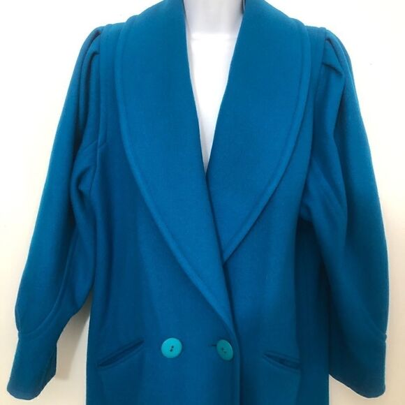 Vintage Ashley Scott Size 6 100% Wool Aqua Coat!! - Picture 3 of 16
